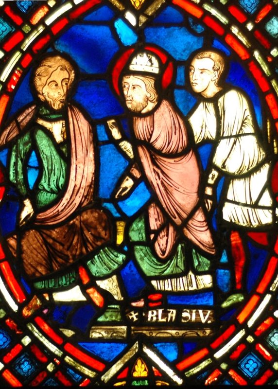 Stained glass window of St. Blaise